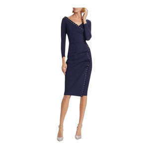Chiara Boni Blue Elma Lacing Jersey Midi Dress Size 18